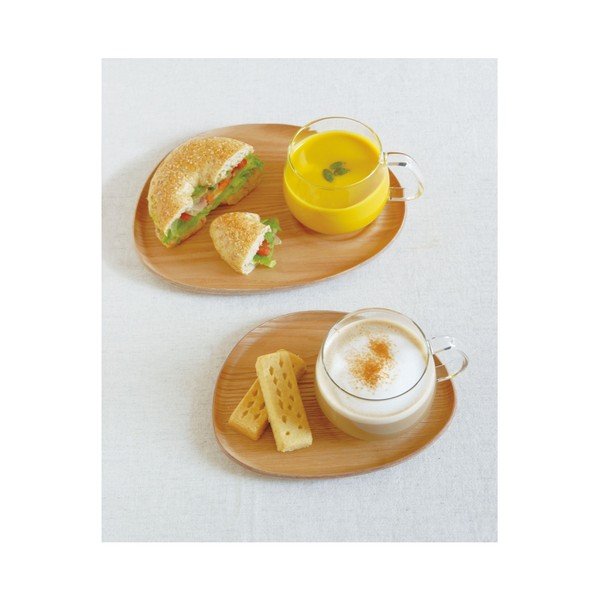 Cană Kinto Fika cu suport din lemn, wood yellow-image-2