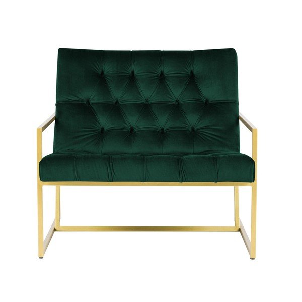 Fotoliu Mazzini Sofas BONO cu structură metalică, auriu - verde-image-2