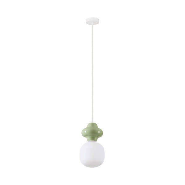 Lustră albă/verde-deschis din ceramică cu abajur din sticlă ø 18 cm Clio – Nova Luce