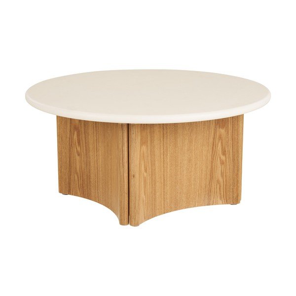 Măsuță de cafea albă/în culoare naturală rotundă cu blat din beton ø 80 cm Motril – House Nordic-image-4