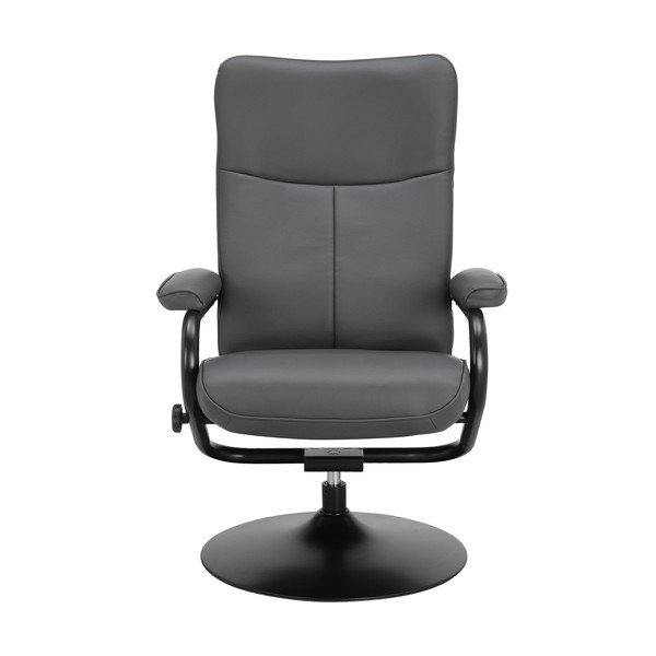 Fotoliu cu taburet gri de relaxare cu tapițerie din imitație de piele Istad – Støraa-image-2