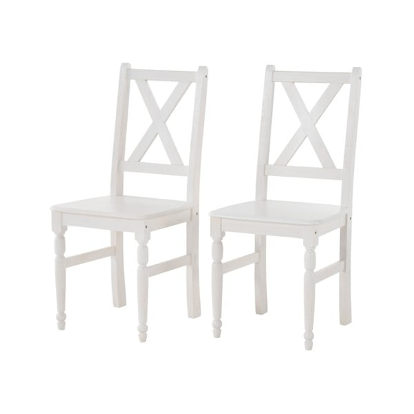 Set 2 scaune din lemn masiv de pin, Støraa Normann, alb