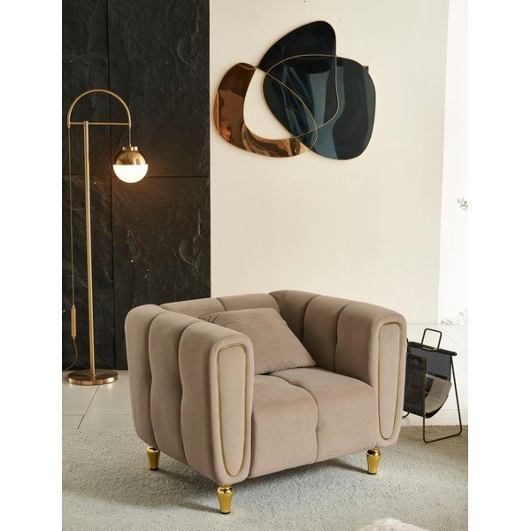 Fotoliu taupe cu tapițerie din catifea Alma – Mauro Ferretti-image-1