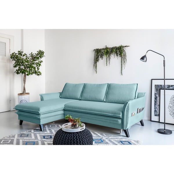 Colțar extensibil cu șezlong pe partea stângă Miuform Charming Charlie, albastru deschis-image-3