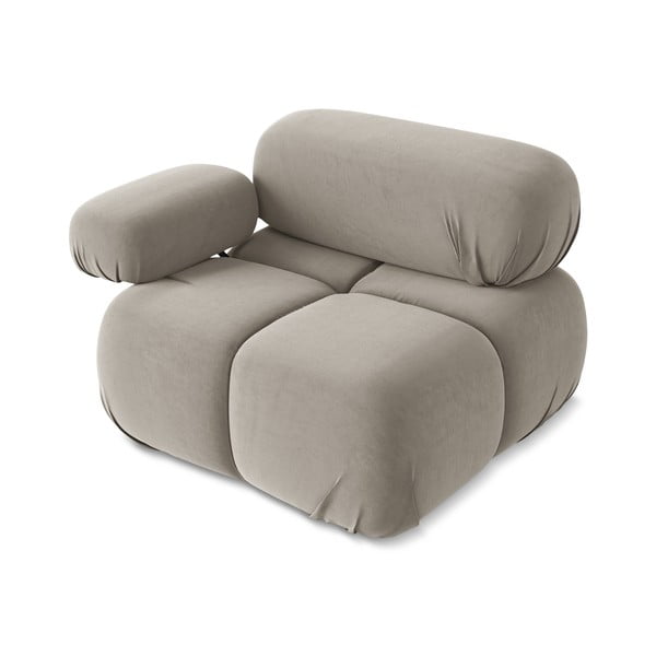 Modul pentru canapea modulară bej cu tapițerie din catifea (cu colț pe partea stângă) Lokua – Makamii-image-3