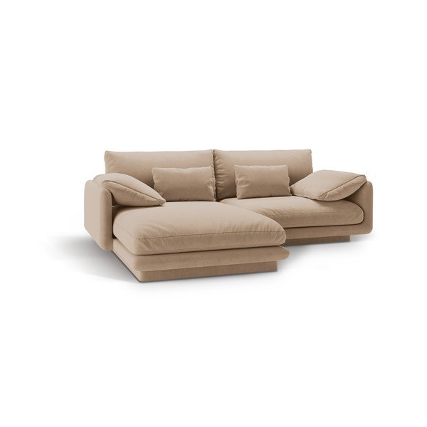 Colțar bej cu tapițerie din catifea (cu colț pe partea stângă /cu șezlong) Torino – Micadoni -image-2