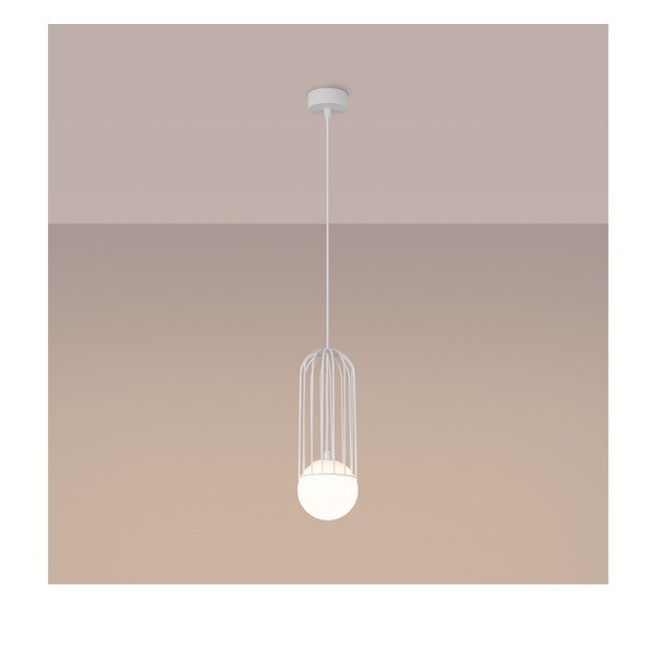 Lustră albă cu abajur din sticlă Belinda – Sollux-image-2