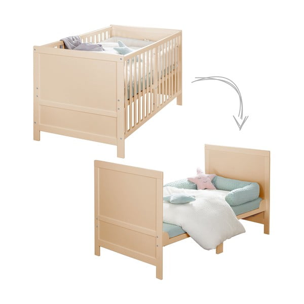 Pătuț în culoare naturală cu înălțime reglabilă 70x140 cm Easy Sleep – Roba-image-4