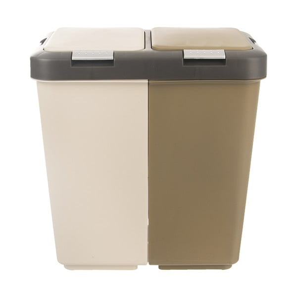 Coș de gunoi alb/bej de reciclat 2x20 l din plastic Duo Dust – Orion-image-2