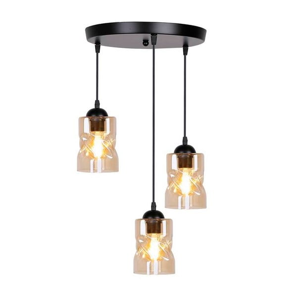 Lustră neagră cu abajur din sticlă Felis – Candellux Lighting-image-2
