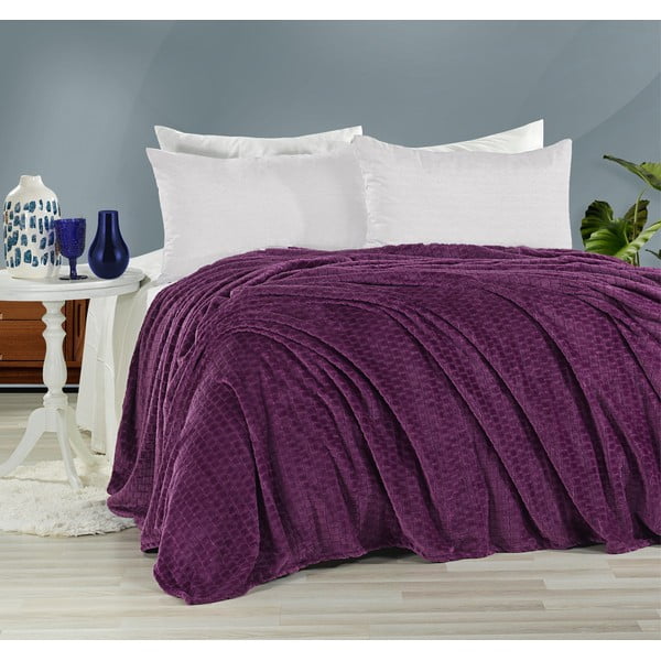 Cuvertură violet pentru pat dublu 200x220 cm Melinda - Mijolnir