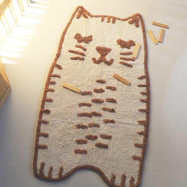 Covor pentru copii crem lavabil, țesut manual din bumbac 65x120 cm Little Charlie – Nattiot-image-1