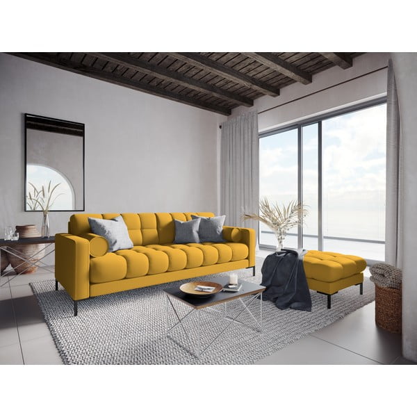 Taburet tapițat Cosmopolitan Design Bali, 60 cm, galben-image-4