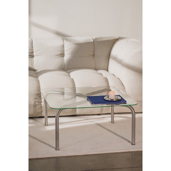 Măsuță de cafea argintie cu blat din sticlă 60x80 cm Uku – noo.ma-image-2