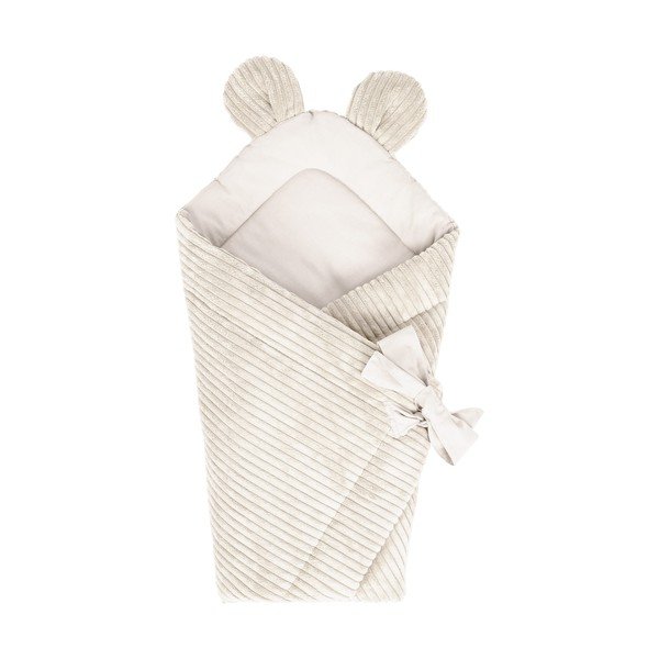 Păturică de înfășat bej din catifea reiată 35x65 cm – Meowbaby