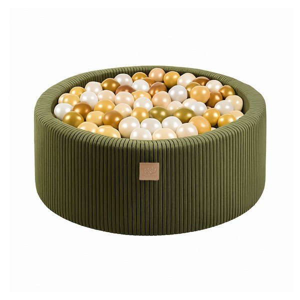 Piscină cu bile kaki din catifea reiată 90x90x30 cm Montessori – Meowbaby