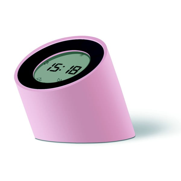 Ceas deșteptător cu LED Gingko Edge, roz