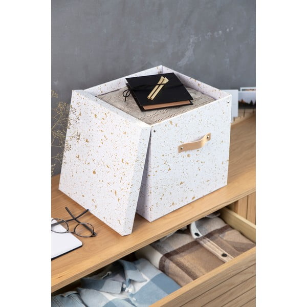 Cutie de depozitare Bigso Box of Sweden Logan, auriu-alb-image-1