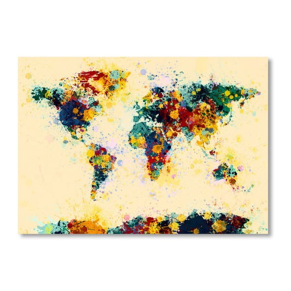 Poster cu harta lumii Americanflat Colors, 60 x 42 cm, multicolor
