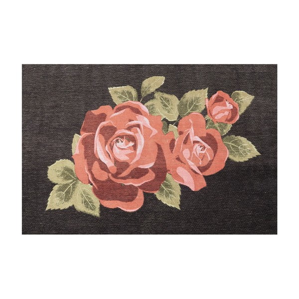 Covor cu motiv trandafiri Kare Design Roses, 240 x 170 cm, negru