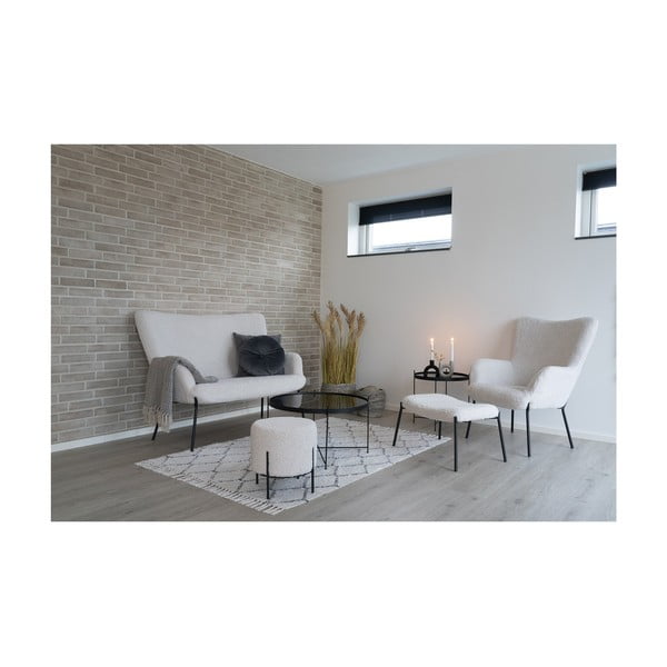 Canapea albă cu tapițerie din țesătură bouclé 128 cm Glasgow – House Nordic-image-4