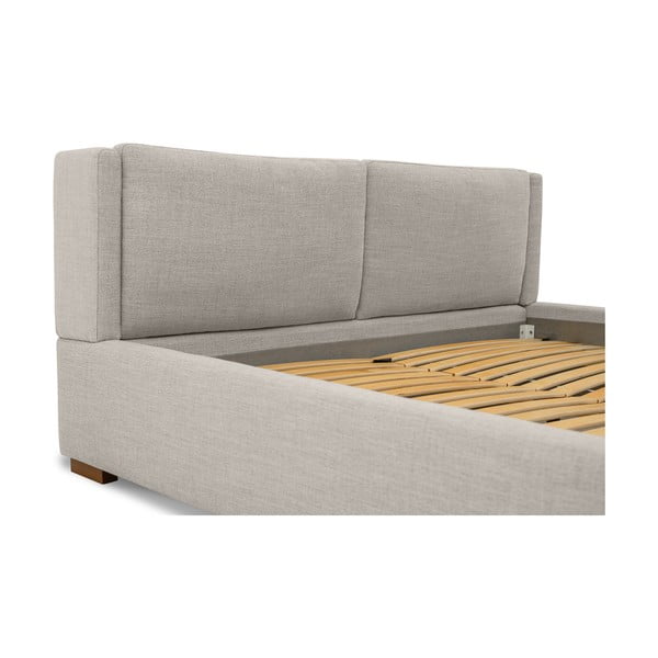 Pat matrimonial gri deschis tapițat cu somieră 140x200 cm Dreamer – Scandic-image-1