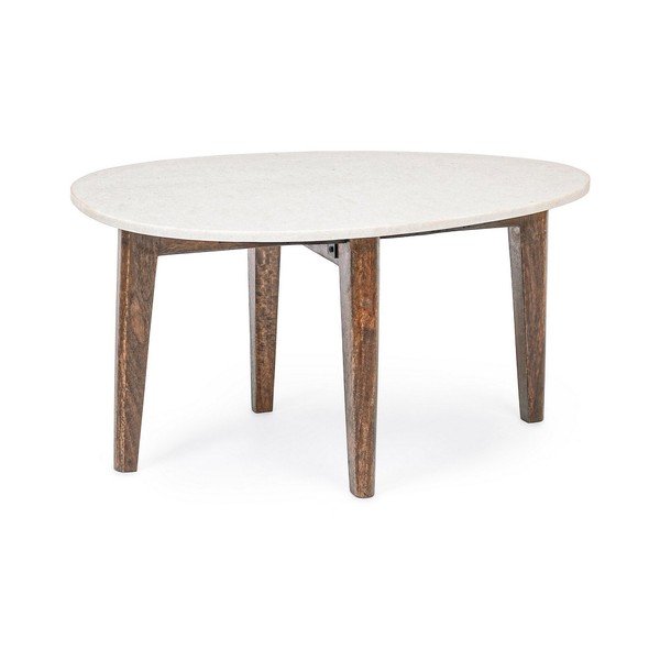Măsuță de cafea albă/în culoare naturală cu blat din marmură 50x70 cm Sylvester – Bizzotto