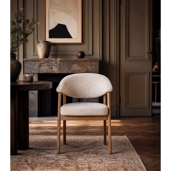 Set de scaune de sufragerie crem cu cotiere 2 buc. din lemn de stejar Elk – Unique Furniture-image-3