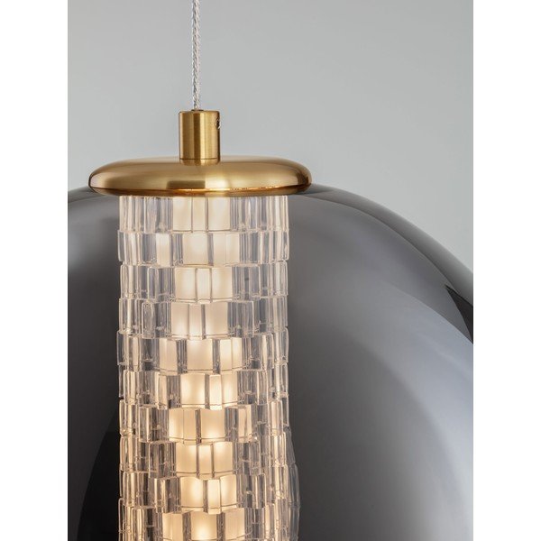 Lustră gri LED din metal cu abajur din sticlă ø 22 cm Navi – Nova Luce-image-2