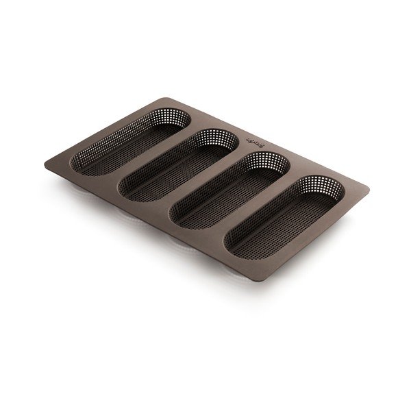 Formă din silicon cu 4 locuri de copt baghete Lékué, maro-image-2