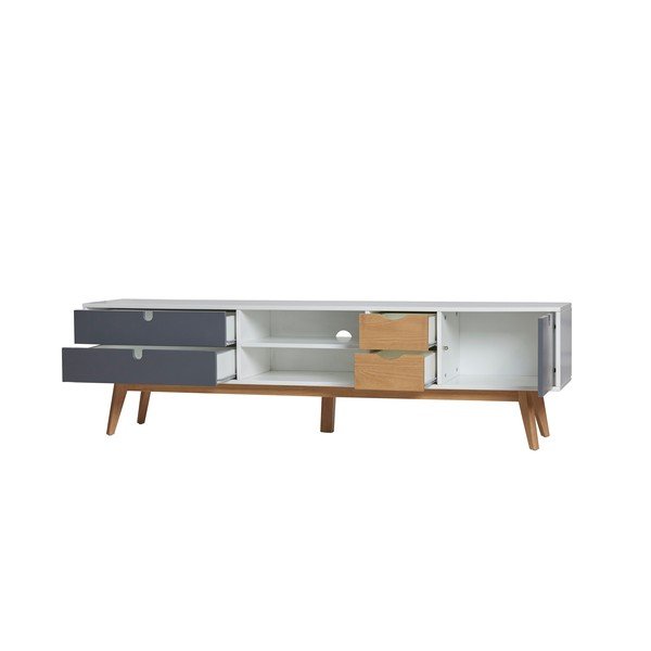 Masă TV cu detalii gri Marckeric Mila, 180 x 37 cm-image-3