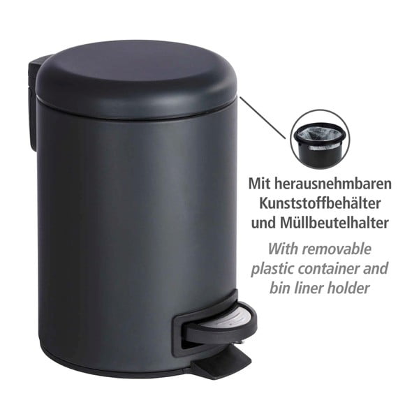 Coș deșeuri Wenko Leman, 3L, negru-image-4