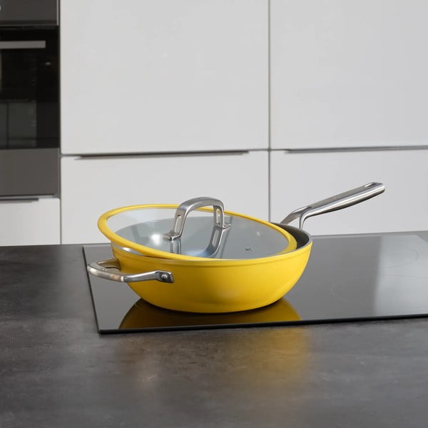 Tigaie tip wok cu capac/cu suprafață ceramică ø 28 cm Meda 3.0 – FABINI-image-1