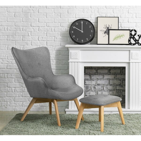 Fotoliu cu taburet gri Niko – Ropez-image-1