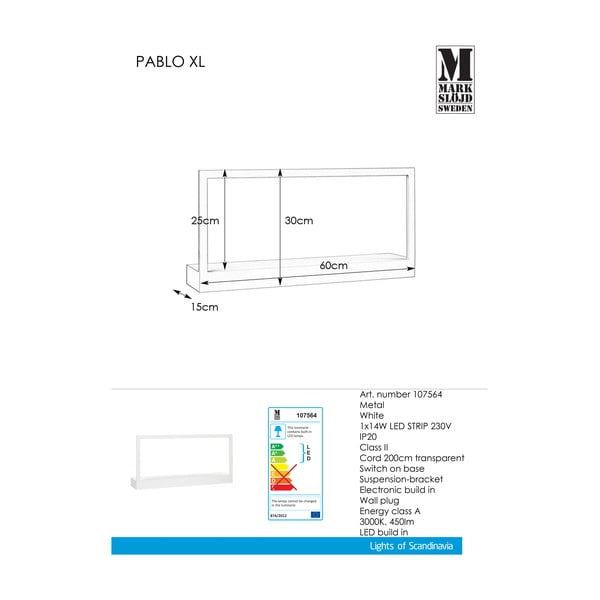 Aplică de perete Markslöjd Pablo, alb-image-2