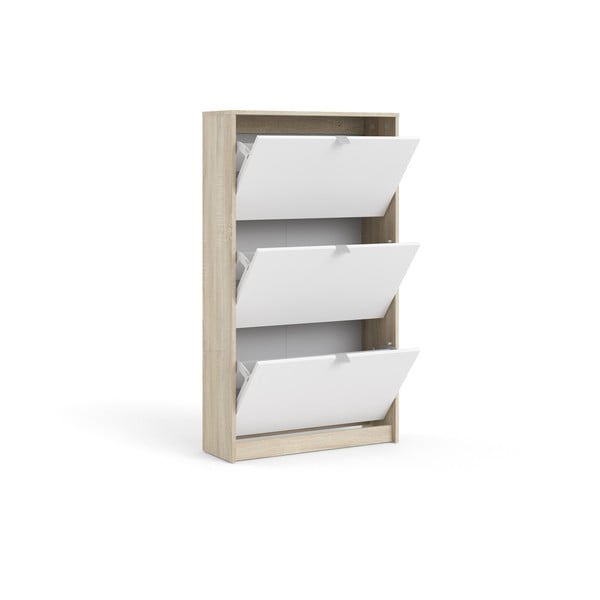 Pantofar alb/în culoare naturală cu deschidere înclinată cu aspect de lemn de stejar Shoes – Tvilum-image-4