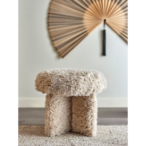 Puf bej cu tapițerie din blană artificială Frikka – Bloomingville-image-1
