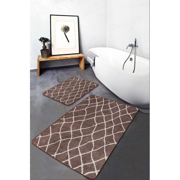 Covorașe de baie maro 2 buc. din catifea 60x100 cm – Mila Home-image-4