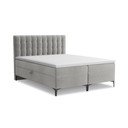 Pat boxspring gri deschis cu spațiu de depozitare 140x200 cm Puhala – Makamii