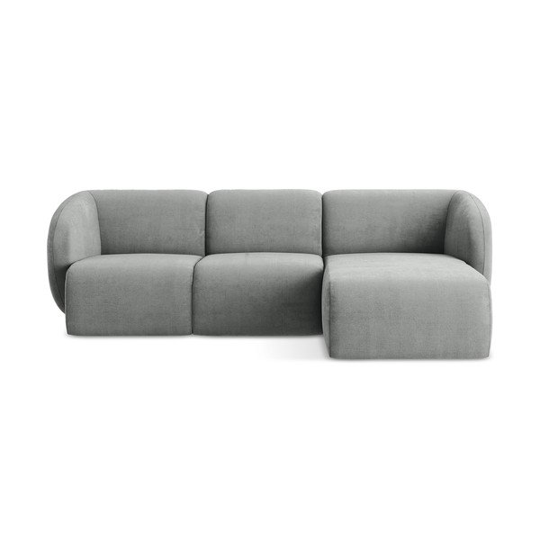 Colțar gri cu tapițerie din chenille (cu colț pe partea dreaptă/cu șezlong) Lani – Makamii