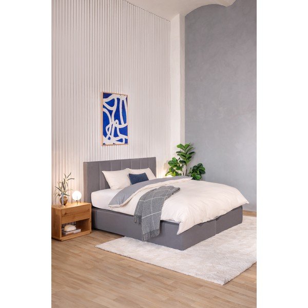 Pat boxspring gri 160x200 cm Olia Bold Line – Bonami Selection-image-1