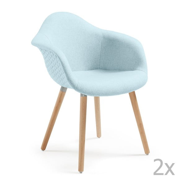 Set 2 scaune cu picioare din lemn și cotiere La Forma Kenna, albastru