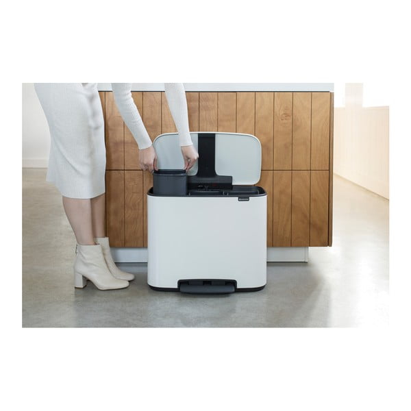Coș de gunoi alb de reciclat/cu pedală din oțel 33 l Bo – Brabantia-image-2