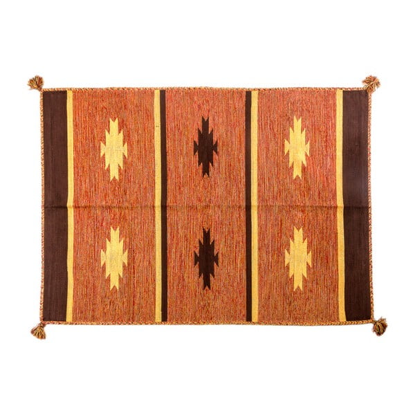 Covor țesut manual Navaei & Co Kalush Kilim 112, 200 x 140 cm, portocaliu