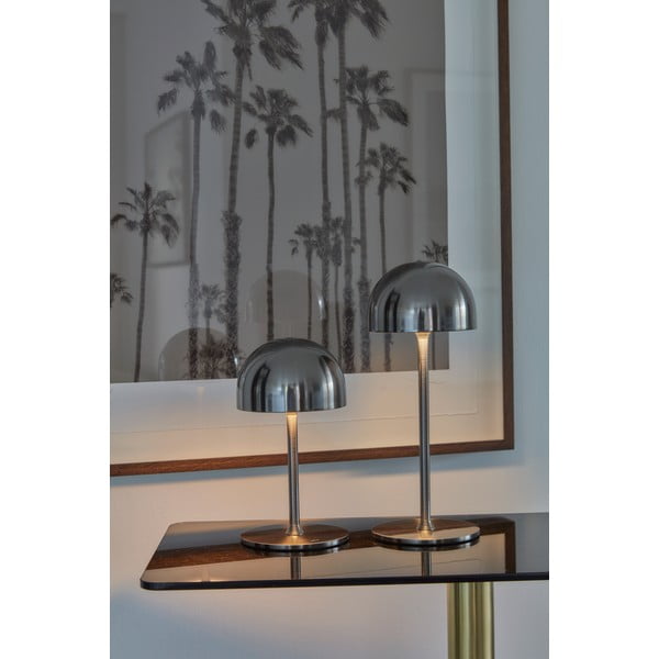 Veioză argintie LED cu control prin telecomandă cu abajur din metal (înălțime 30 cm) Tim – Sirius-image-4