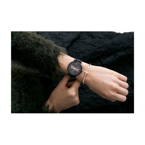 Ceas damă, curea din piele naturală Emily Westwood Fly, negru-image-4