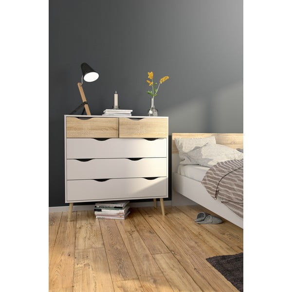 Comodă Tvilum Oslo, 99x101 cm, alb-natural-image-1