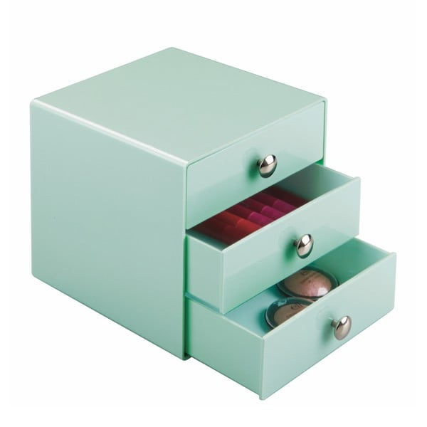 Cutie depozitare cu 3 sertare iDesign Drawers, înălțime 16.5 cm, verde mentă-image-2