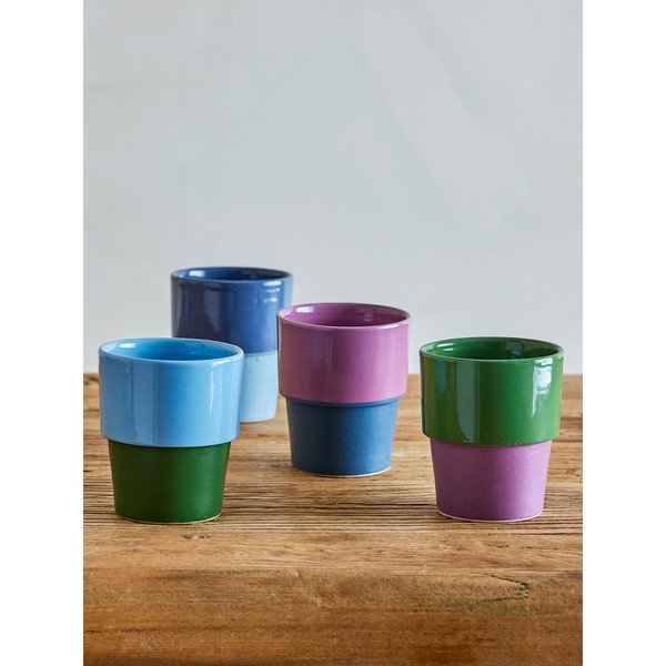 Cești 4 buc. pentru cappuccino din gresie ceramică 150 ml Ewan – Bloomingville-image-1
