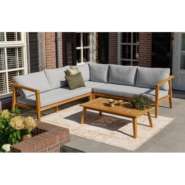 Set mobilier de grădină gri/în culoare naturală din lemn de tec pentru 4 persoane Lucca – WOOOD-image-1